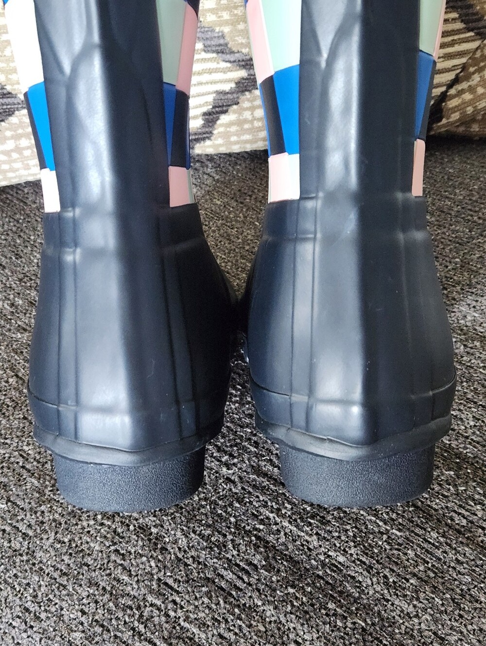 ☔️RARE Hunter☔️ - Blue/Pink Gingham Matte Finish Tall Wellington Rain Boot - Picture 8 of 12
